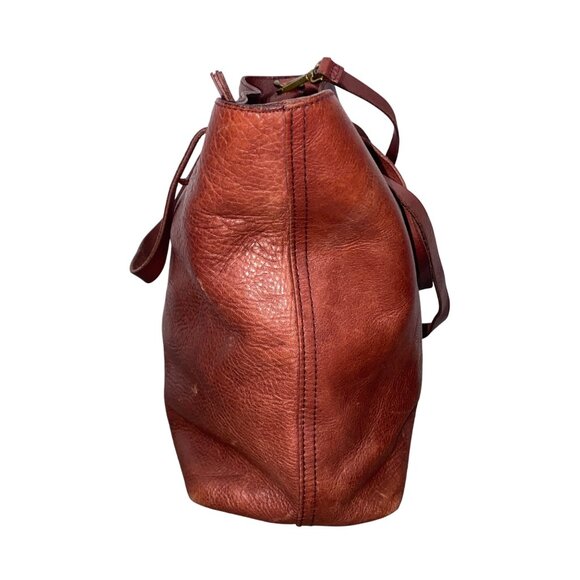 Madewell Womens Large pebbled Leather Transport Tote Bag wine Brown 2018 neutral - Picture 10 of 15